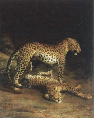 Jacques-Laurent Agasse two leopards playing oil painting picture